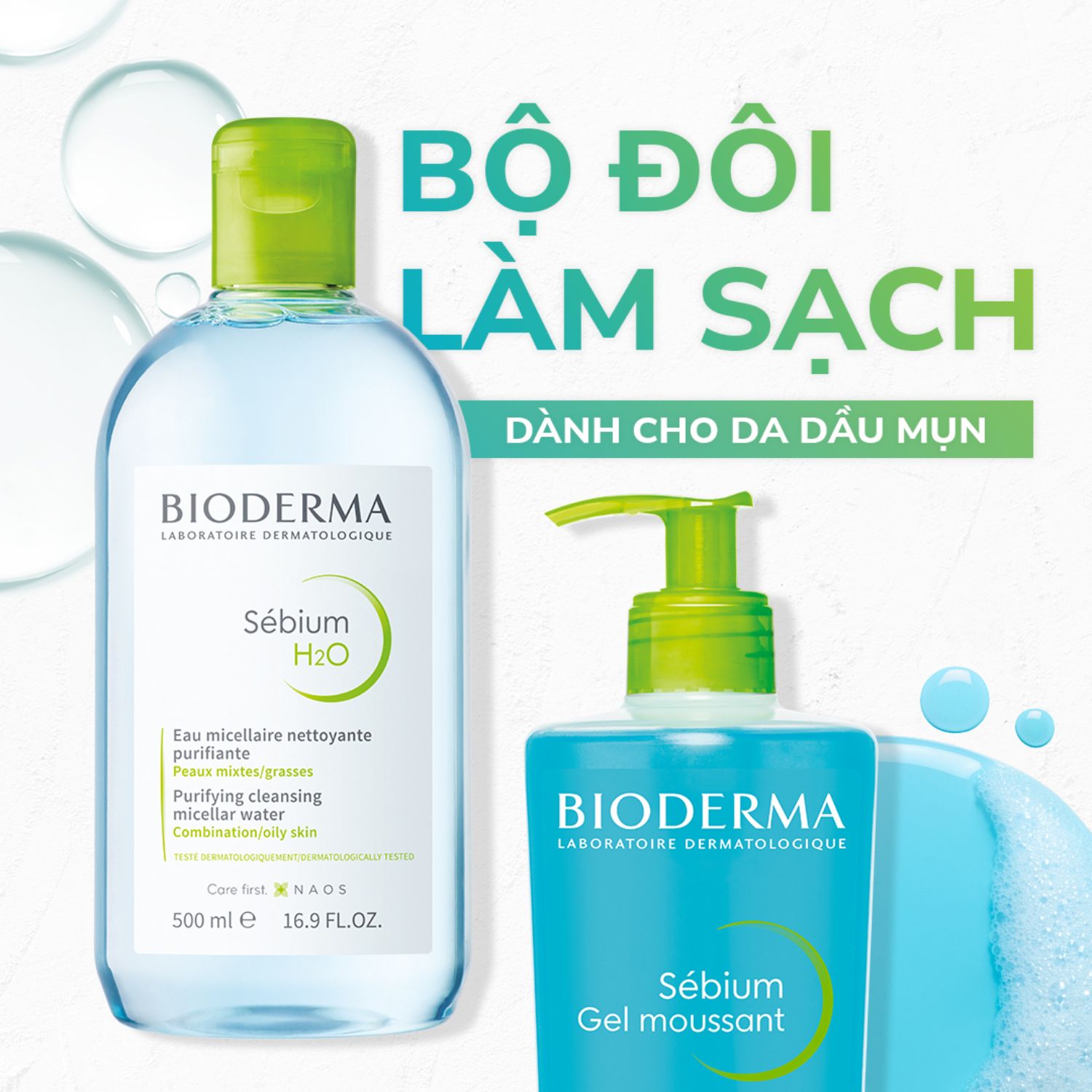 bộ đôi làm sạch Bioderma