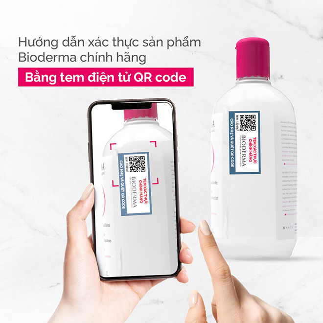 2. Nhận biết sản phẩm Bioderma nay đã minh bạch và chính xác với tem xác thực điện tử mã QR Code