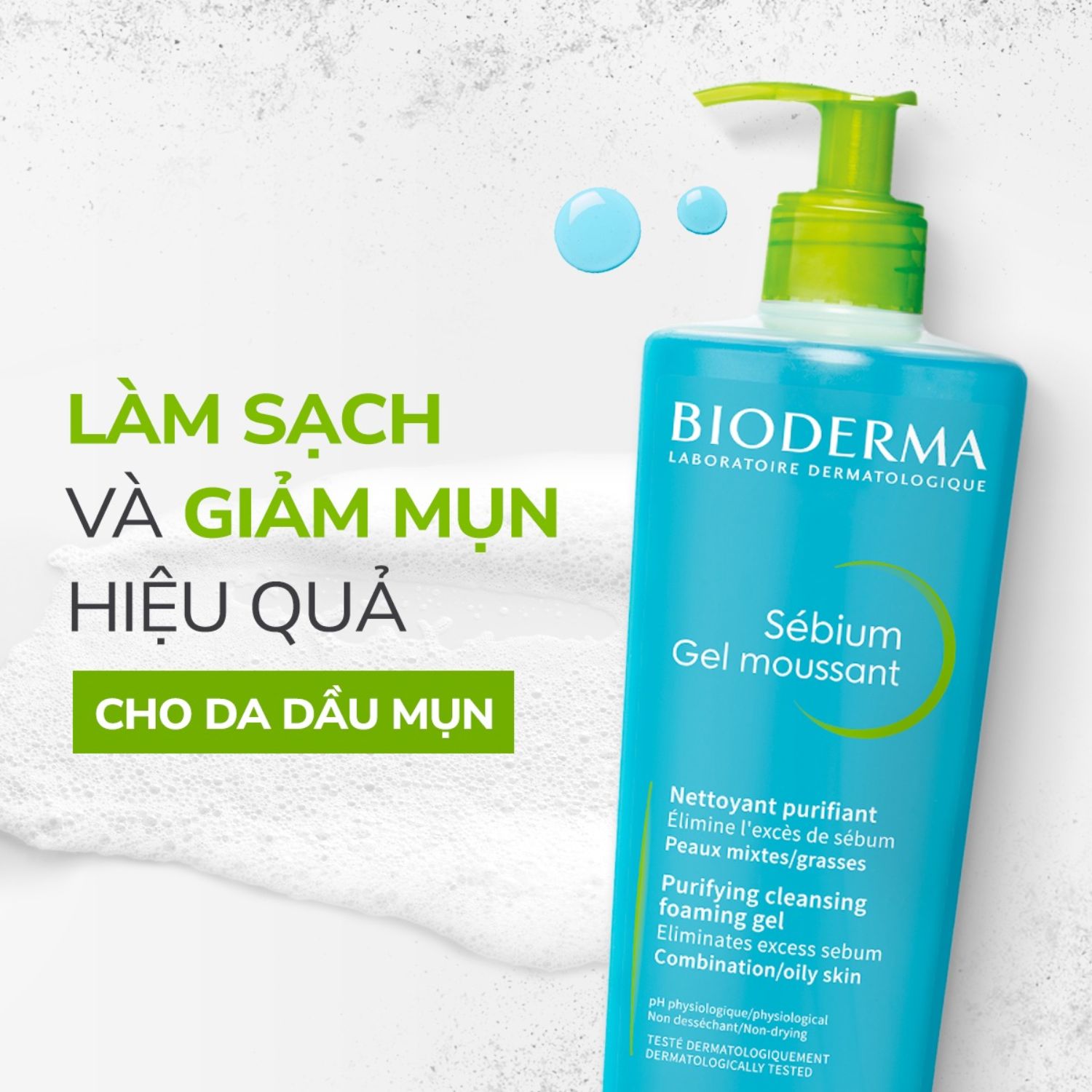 Nước tẩy trang Bioderma xanh Sébium H2O