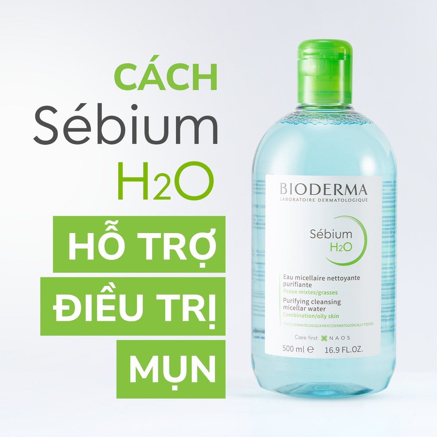 Tẩy trang Bioderma xanh Sebium H2O