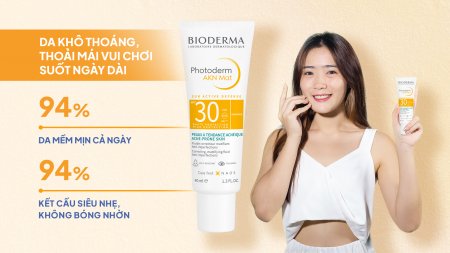 1. Kem chống nắng khô thoáng cho da hỗn hợp, da dầu mụn Photoderm AKN Mat SPF 30